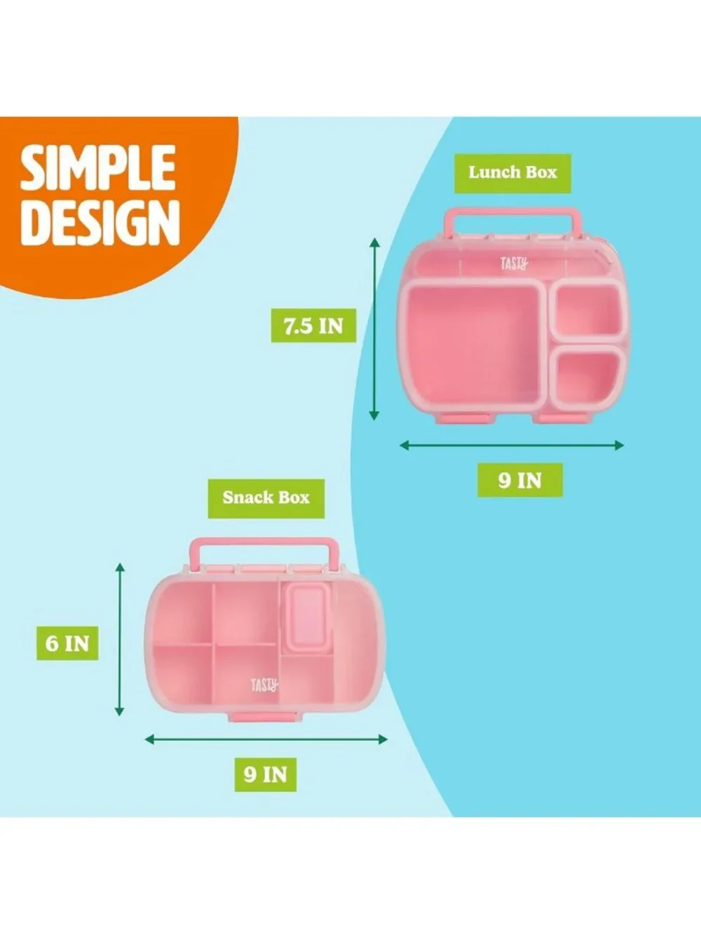 Portable 2-Piece Snack & Bento Box Set with Phone Stand & Carry Handles - Pink